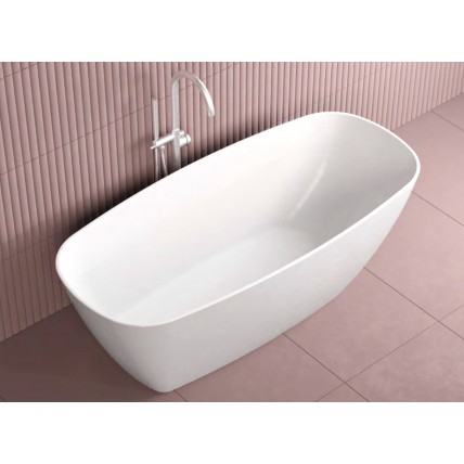 Окремостояча овальна ванна з мармуру Dremex Eureka 180x82x62 см, Gelcoat, білий матовий + сифон