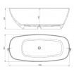 Окремостояча овальна ванна з мармуру Dremex Eureka 180x82x62 см, Gelcoat, білий матовий + сифон