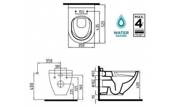 Підвісний унітаз Bien Harmony Asma, no-rim + кришка Soft-Close (HRKA052N1VP1W3000)