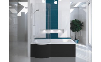 Акрилова ванна з душовою шторкою Besco Inspiro 170x70 L, асиметрична + чорна панель (WAI-170-NLE-BL) Акрилова ванна з душовою шторкою Besco Inspiro 170x70 L, асиметрична + чорна панель (WAI-170-NLE-BL)