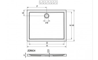 Душовий піддон Riho Zurich 254 1200х900, білий (DA62)