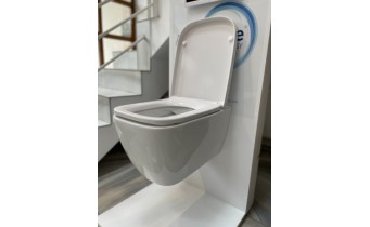 Безобідковий підвісний унітаз + Slim кришка Ideal Standard I.Life, 54x36 см, білий глянець (T461401/T468301)