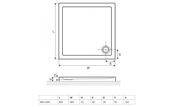 Піддон квадратний EXCELLENT Base 800x800 (BRAC.1102.800.LP)