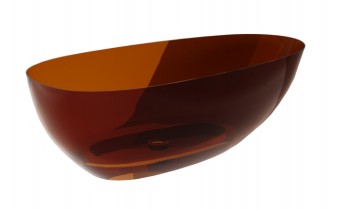 Ванна овальна окремостояча з матеріалу ResiCast Besco Xara Earth Rust 160x75x55 см, біла решітка, Охра, коричнево-червона, прозора ванна (WAX-160-ERW)