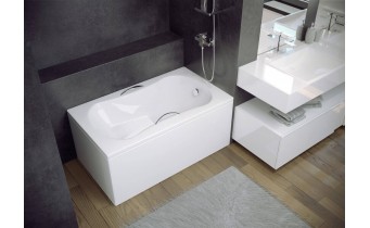 Ванна сидяча акрилова (з місцем для сидіння) Besco Aria Rehab 120x70 см, пряма з сидінням (WAR-120-PA)
