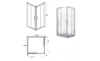 Душова кабіна Besco Modern 80x80x185, прозоре скло (MK-80-185-C)