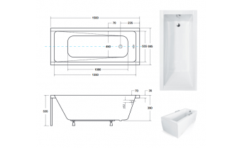 Ванна акрилова Besco Modern 150x70, пряма (WAM-150-MO)