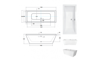 Ванна окремостояча Besco Vera 170x75, біла (WKV-170-WO)