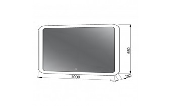 Прямокутне дзеркало з LED підсвіткою у ванну UWiS Lion Z-1000, 100х65x3 см