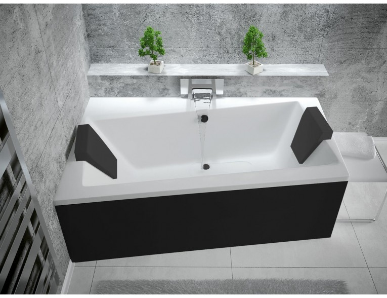 Ванна акрилова Besco Infinity 170x110 L, Лівостороння, асиметрична + чорна панель + два чорних підголівника (WAI-170-NL-BL)