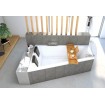 Ванна акрилова для двох осіб Besco Intima Duo 180x125 L, Лівостороння, асиметрична + два чорних підголівника + посилені ніжки + сифон (система зливу) (WAID-180-NL-NG-SF)