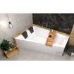 Ванна акрилова для двох осіб Besco Intima Duo / Інтіма Дуо 170x125 см L, Лівостороння, асиметрична з білою панеллю + два чорних підголівника + посилені ніжки (WAID-170-NL-WH)