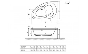 Ванна акрилова Excellent Newa Plus 140x95 мм, Лівостороння (WAEX.NEL14WH)