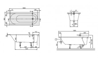 Ванна кварилова Villeroy&Boch Oberon 180x80x62 см (UBQ180OBE2V-01)