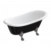 Окремостояча ванна Omnires Atena Comfort M+ 157x77 см, чорно-біла глянцева (ATENA157BCP)