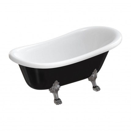 Окремостояча ванна Omnires Atena Comfort M+ 157x77 см, чорно-біла глянцева (ATENA157BCP)