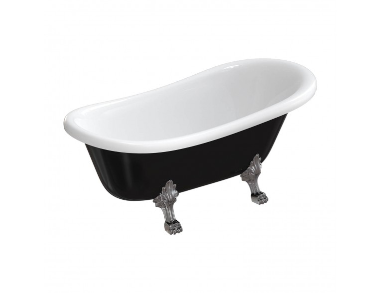 Окремостояча ванна Omnires Atena Comfort M+ 157x77 см, чорно-біла глянцева (ATENA157BCP)