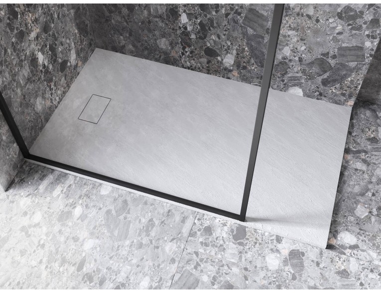 Душовий піддон конгломерат SMC, прямокутний Besco Vexo White UltraSlim 100x80x2,6 см, Білий матовий, із структорованою поверхнею