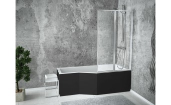 Панель для ванни Besco Infinity 170 R/L Black / Чорна, фронтальна + бічна + кріплення до обох панелей, екран для ванни (OAI-170-NSC)