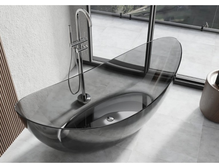 Окремостояча ванна прозора овальна Vea 180x80x75 см, Чорна - прозора ванна