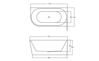 Окремостояча акрилова ванна Besco Zoya 170x80 R з сифоном click / clack, хром (WAS-170-ZP)