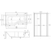 Акрилова ванна з душовою шторкою на 2 секції Besco Integra 170x75 L, Лівостороння, асиметрична + чорна панель (WAI-170-PL2-BL2)