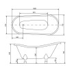 Окремостояча акрилова ванна Besco Otylia 160x77 + ніжки золоті (WKO-160W+ZL)