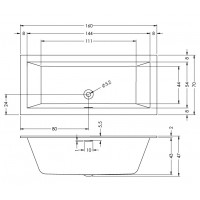 Акрилова ванна Riho Rethink Cubic 160x70, пряма з сифоном click / clack (BR06005)