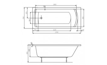 Акрилова ванна Roca Linea 170x75 см, пряма + ніжки (A24T042000)