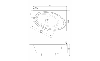 Акрилова ванна Roca Orbita 150x100 см R, правостороння, асиметрична + ніжки (A24T209000)