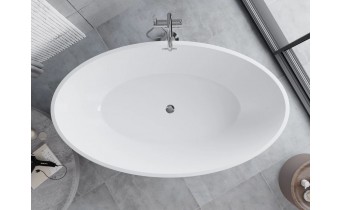 Окремостояча овальна акрилова ванна Nike / Найк 175x100x58 см, біла глянцева, суцільнолита