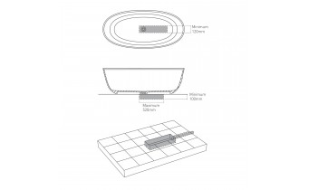 Окремостояча кам'яна ванна Volle Solid Surface 170x80 з сифоном click / clack (12-22-168)