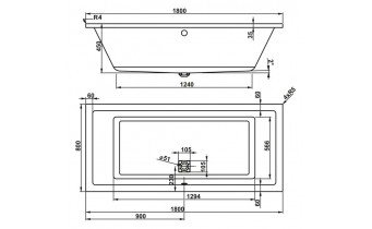 Ванна акрилова Vagnerplast Cavallo 180x80 см (VPBA180CAV2X-01)