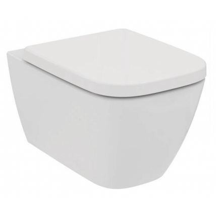 Безобідковий підвісний унітаз + Slim кришка Ideal Standard I.Life, 54x36 см, білий глянець (T461401/T468301)