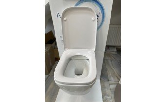 Безобідковий підвісний унітаз + Slim кришка Ideal Standard I.Life, 54x36 см, білий глянець (T461401/T468301)