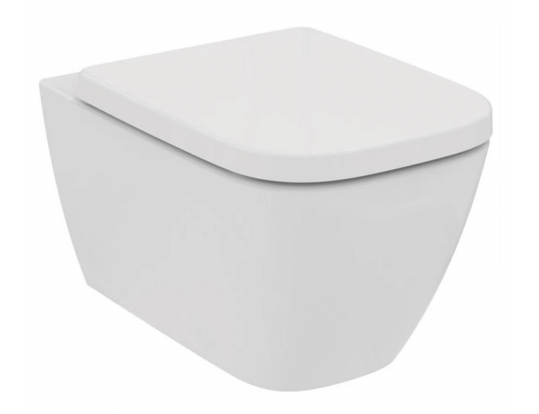 Безобідковий підвісний унітаз + Slim кришка Ideal Standard I.Life, 54x36 см, білий глянець (T461401/T468301)