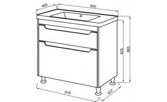 Підлогова тумба з умивальником для ванни UWiS Валенсія-Болеро / Valencia-Bolero 65 см з доводчиком, сірі вставки (UWiS-57)