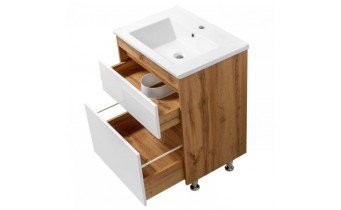 Підлогова тумба з умивальником для ванни UWiS Венера-Тріо / Venera-Trio 65 см з доводчиком, дуб тахо (UWiS-67)