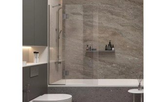 Душова шторка для ванни, нерухома Wave Glass Sandra 90x150 см, на 2 секції, прозоре скло, профіль хромований Душова шторка для ванни, нерухома Wave Glass Sandra 90x150 см, на 2 секції, прозоре скло, профіль хромований