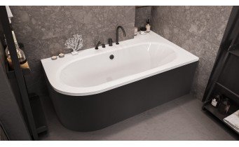 Панель для ванни Besco Avita 160 R/L Black / Чорна,+ кріплення до панелі, екран для ванни (OAV-160-NSC)