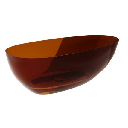 Ванна овальна окремостояча з матеріалу ResiCast Besco Xara Earth Rust 160x75x55 см, біла решітка, Охра, коричнево-червона, прозора ванна (WAX-160-ERW)