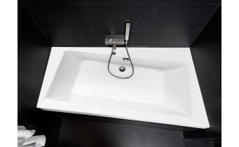 Ванна акрилова Besco Infiniti 160x100 см R, Правостороння, асиметрична, із зручним місцем для ніг, засобів гігієни, функціональною полицею, з функцією врізки змішувача на борт (WAI-160-NP)