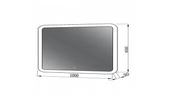 Прямокутне дзеркало з LED підсвіткою у ванну UWiS Lion Z-1000, 100х65x3 см