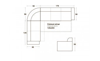 Диван кутовий розкладний Танго / Tango 266x215 см, для сну, кут та колір можна обрати (FAB1036)