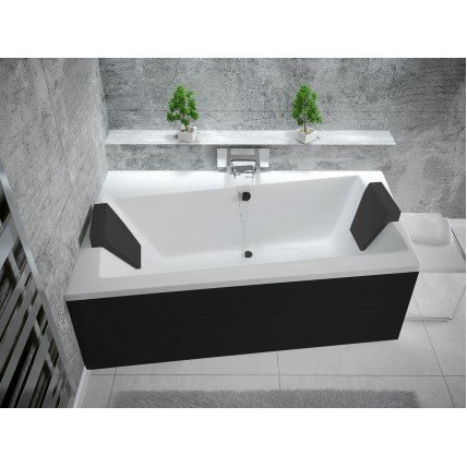 Ванна акрилова Besco Infinity 170x110 L, Лівостороння, асиметрична + чорна панель + два чорних підголівника (WAI-170-NL-BL)
