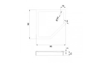 Душовий піддон NEW TRENDY NEW AZURA 90x90x15 см (B-0366)