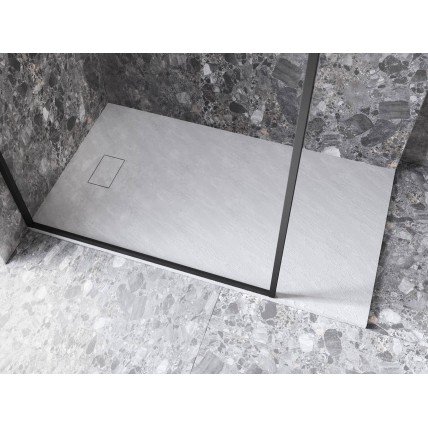 Душовий піддон конгломерат SMC, прямокутний Besco Vexo White UltraSlim 100x80x3,2 см, Білий матовий, із структорованою поверхнею