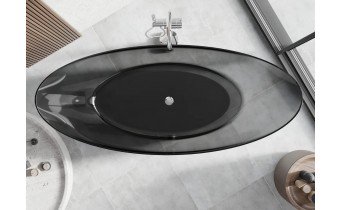 Окремостояча ванна прозора овальна Vea 180x80x75 см, Чорна - прозора ванна
