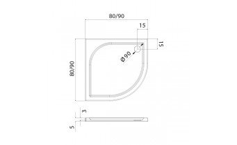 Душовий піддон NEW TRENDY IDEO 90x90x6 см (B-0315)