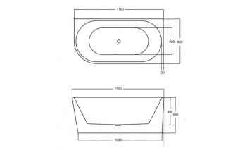 Окремостояча акрилова ванна Besco Zoya 170x80 R з сифоном click / clack, хром (WAS-170-ZP)